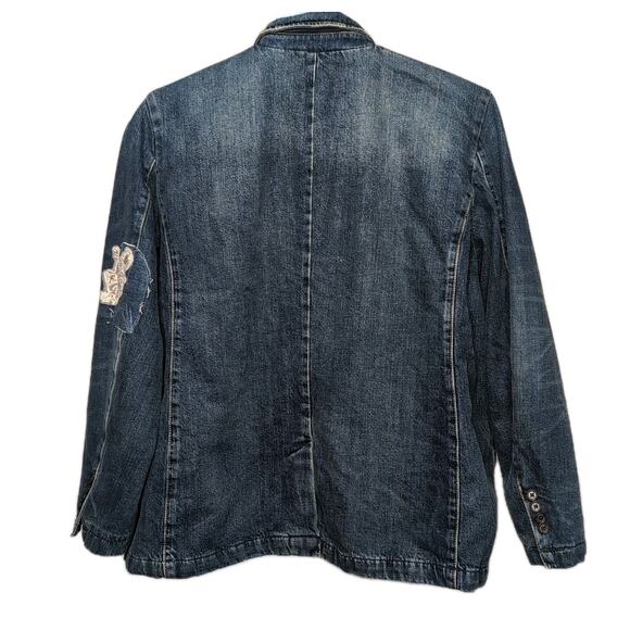 LRL Ralph Lauren Lace Patchwork Denim Blazer Womens Size 22W Blue Indigo NEW NWT - Picture 4 of 16